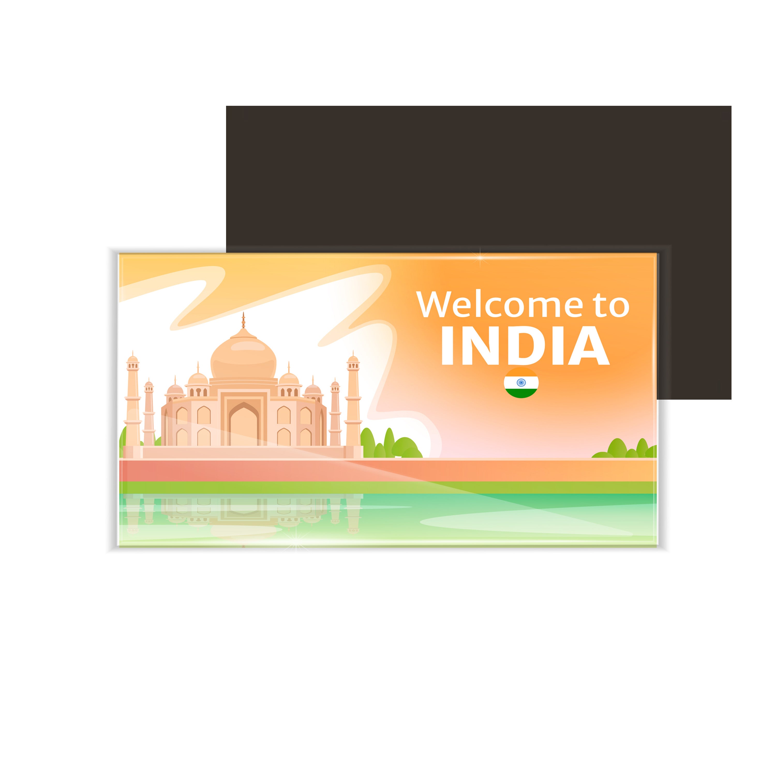 dhcrafts Fridge Magnet Rectangle Acrylic Glass (8.6 x 5.4 cm) Multicolor Travel India D3 Design Pack of 1